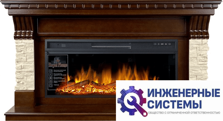 Каминокомплект Royal Flame Denver Темный дуб/Бежевый с очагом Vision 42 LOG LED
