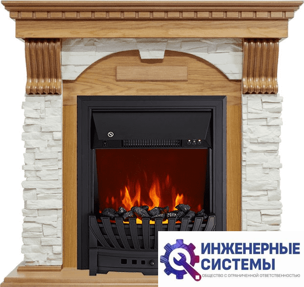Каминокомплект Royal Flame Dublin дуб/Сланец белый с очагом Aspen Black