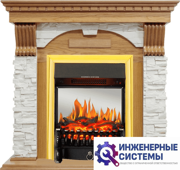 Каминокомплект Royal Flame Dublin Дуб/Сланец белый с очагом Fobos FX M Brass