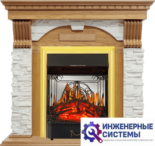 Каминокомплект Royal Flame Dublin Дуб/Сланец белый с очагом Majestic FX M Brass