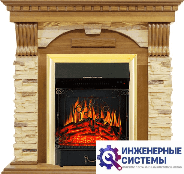 Каминокомплект Royal Flame Dublin Дуб/Сланец с очагом Majestic FX Brass