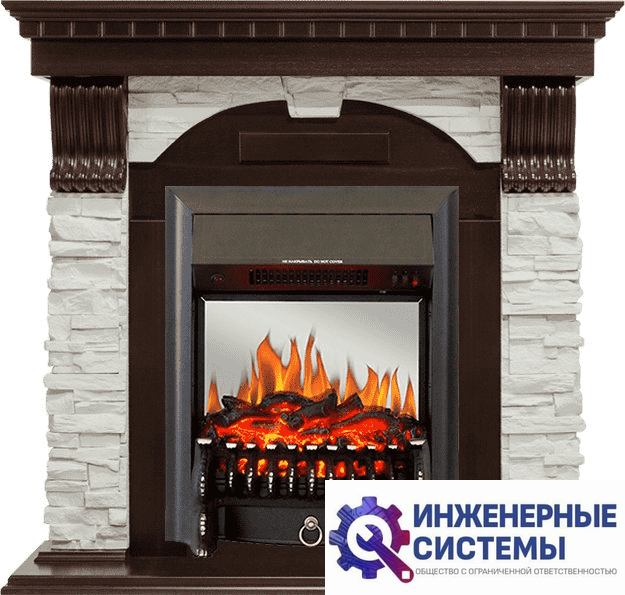 Каминокомплект Royal Flame Dublin Темный дуб/Сланец белый с очагом Fobos FX M Black