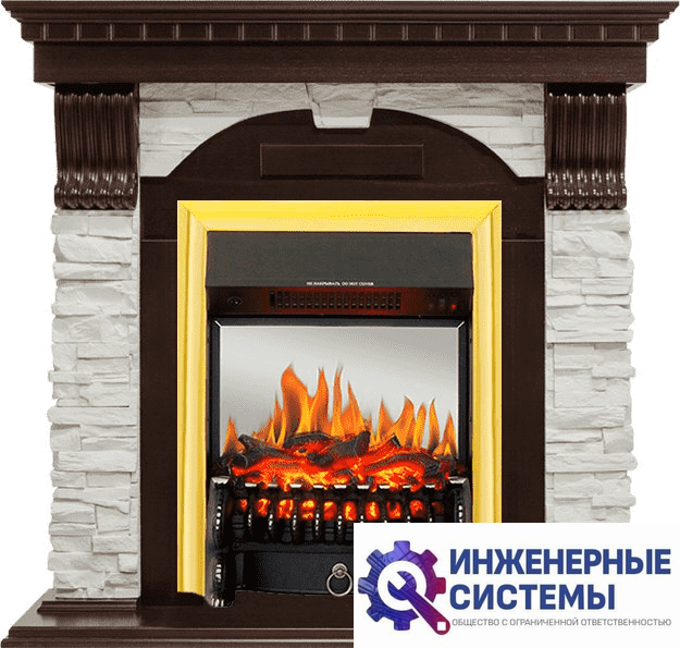 Каминокомплект Royal Flame Dublin Темный дуб/Сланец белый с очагом Fobos FX M Brass