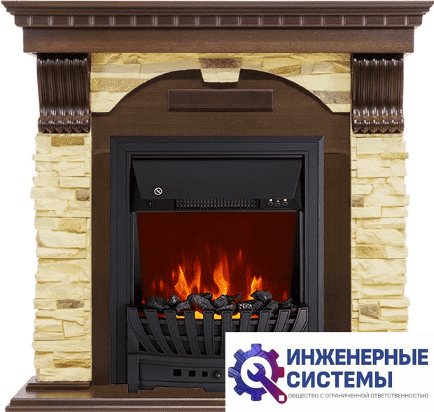 Каминокомплект Royal Flame Dublin Темный дуб/Сланец с очагом Aspen Black