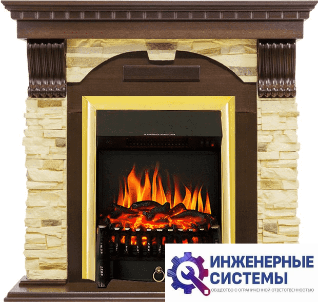 Каминокомплект Royal Flame Dublin Темный дуб/Сланец с очагом Fobos FX Brass