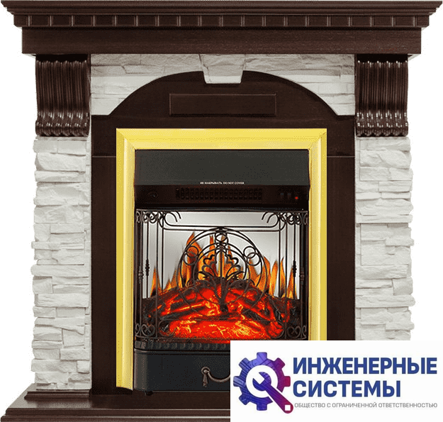 Каминокомплект Royal Flame Dublin угловой Темный дуб/Сланец белый с очагом Majestic FX M Brass