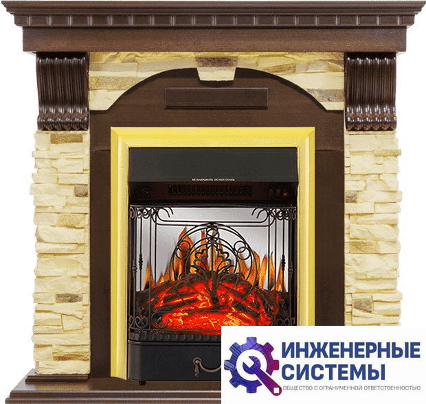 Каминокомплект Royal Flame Dublin угловой Темный дуб/Сланец с очагом Majestic FX M Brass