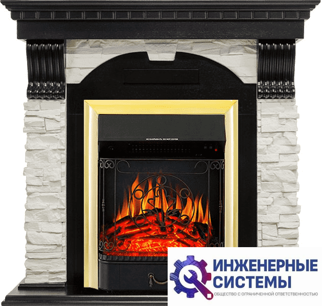 Каминокомплект Royal Flame Dublin Венге/Сланец белый с очагом Majestic FX Brass