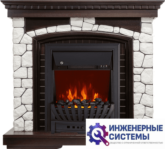 Каминокомплект Royal Flame Glasgow Темный дуб/Белый с очагом Aspen Black