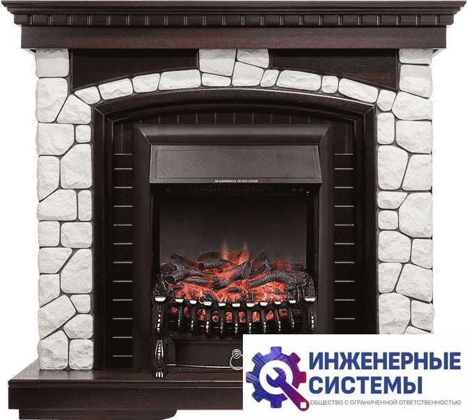 Каминокомплект Royal Flame Glasgow Темный дуб/Белый с очагом Fobos FX Black