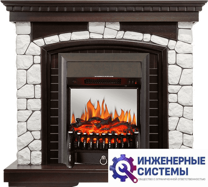 Каминокомплект Royal Flame Glasgow Темный дуб/Белый с очагом Fobos FX M Black