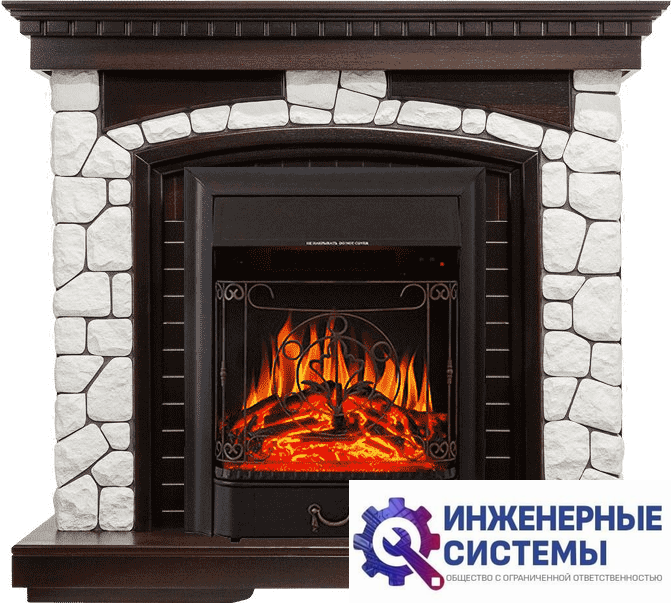 Каминокомплект Royal Flame Glasgow Темный дуб/Белый с очагом Majestic FX Black