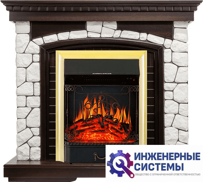 Каминокомплект Royal Flame Glasgow Темный дуб/Белый с очагом Majestic FX Brass