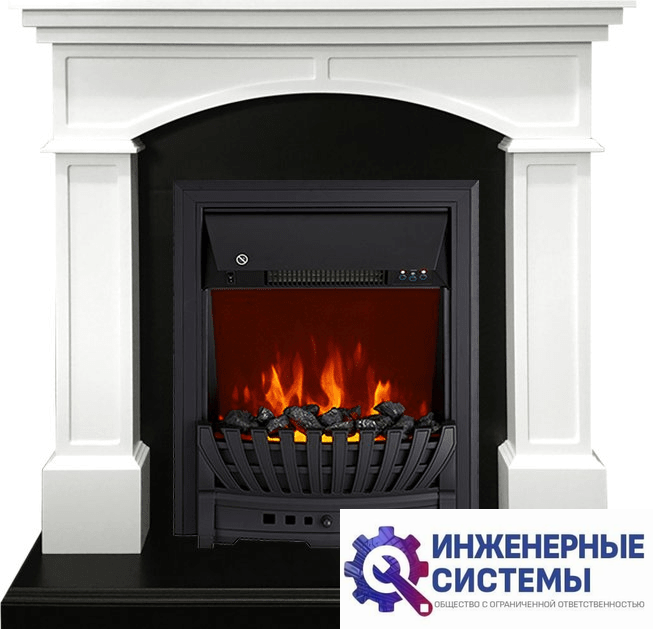 Каминокомплект Royal Flame Langford Белый с черным с очагом Aspen Black