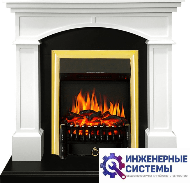 Каминокомплект Royal Flame Langford Белый с черным с очагом Fobos FX Brass