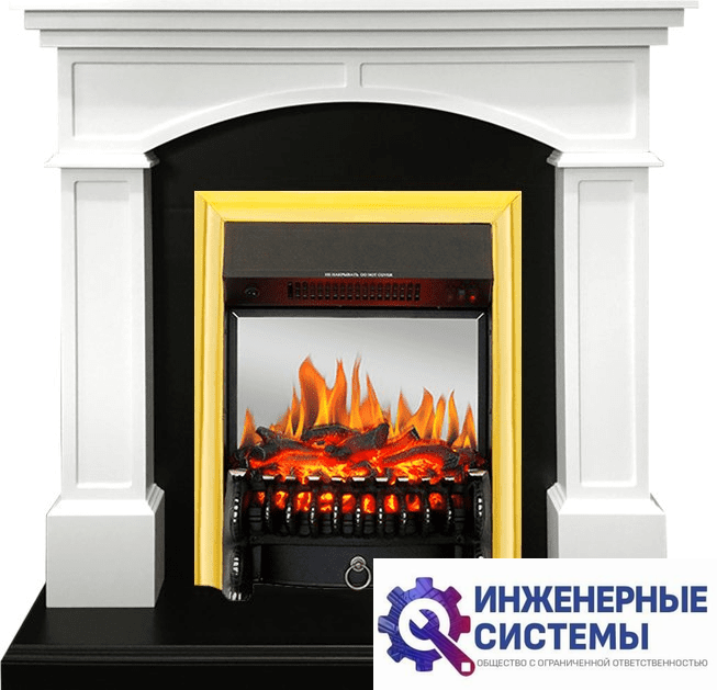 Каминокомплект Royal Flame Langford Белый с черным с очагом Fobos FX M Brass
