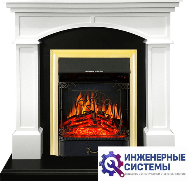 Каминокомплект Royal Flame Langford Белый с черным с очагом Majestic FX Brass
