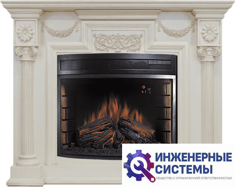 Каминокомплект Royal Flame London Слоновая кость с патиной с очагом Dioramic 28 LED FX