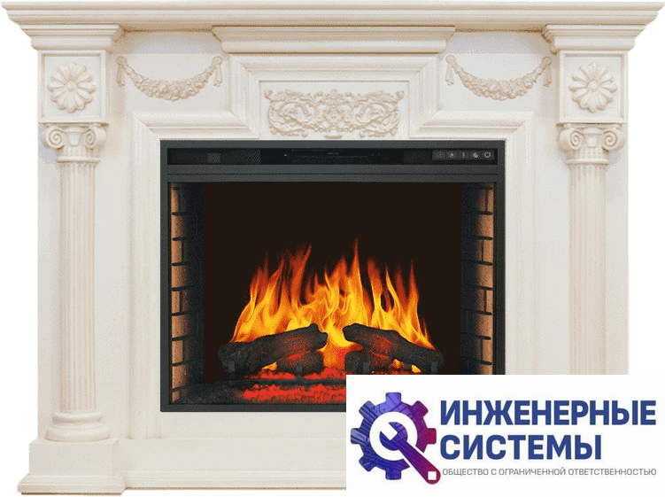 Каминокомплект Royal Flame London Слоновая кость с патиной с очагом Vision 28 EF LED FX