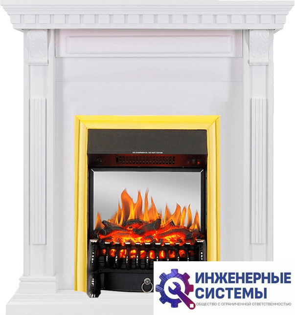 Каминокомплект Royal Flame Orlean Белый с очагом Fobos FX M Brass