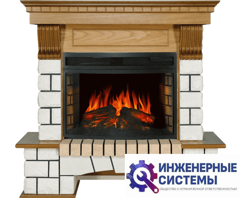 Каминокомплект Royal Flame Pierre Luxe Белый/Дуб с очагом Dioramic 25 LED FX