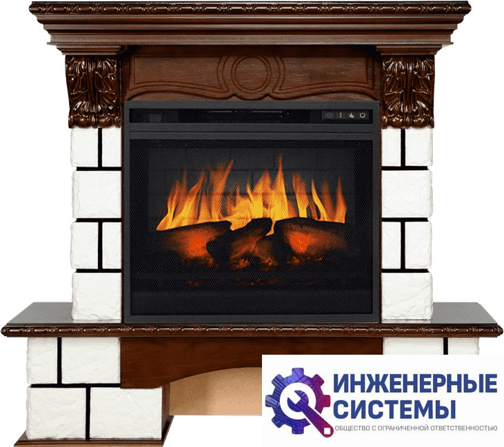 Каминокомплект Royal Flame Pierre Luxe Белый/Темный дуб с очагом Vision 23 EF LED 3D FX