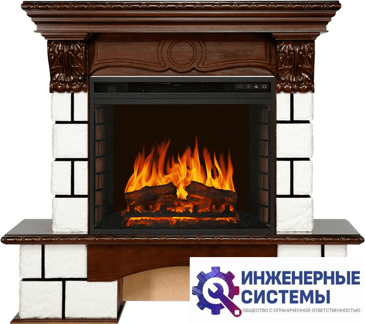 Каминокомплект Royal Flame Pierre Luxe Белый/Темный дуб с очагом Vision 23 EF LED FX