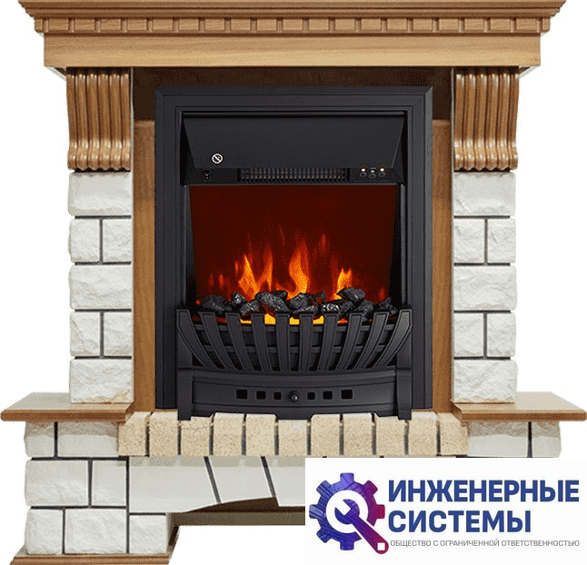 Каминокомплект Royal Flame Pierre Luxe Дуб/Белый с очагом Aspen Black