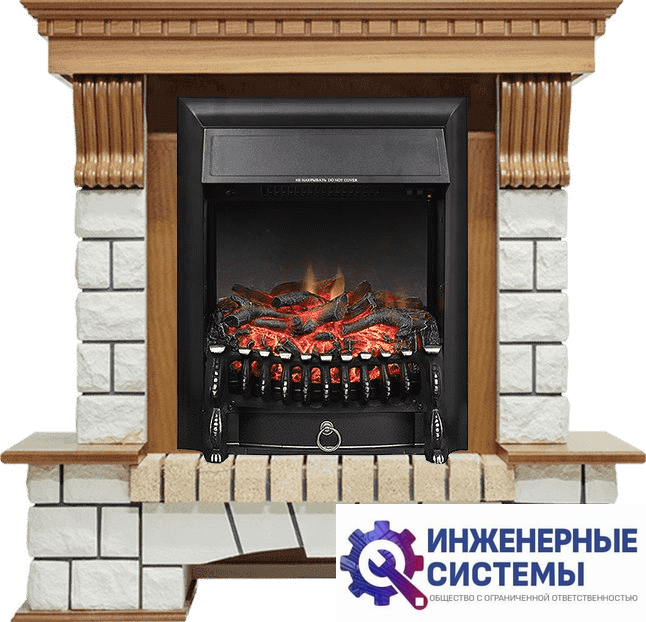 Каминокомплект Royal Flame Pierre Luxe Дуб/Белый с очагом Fobos FX Black