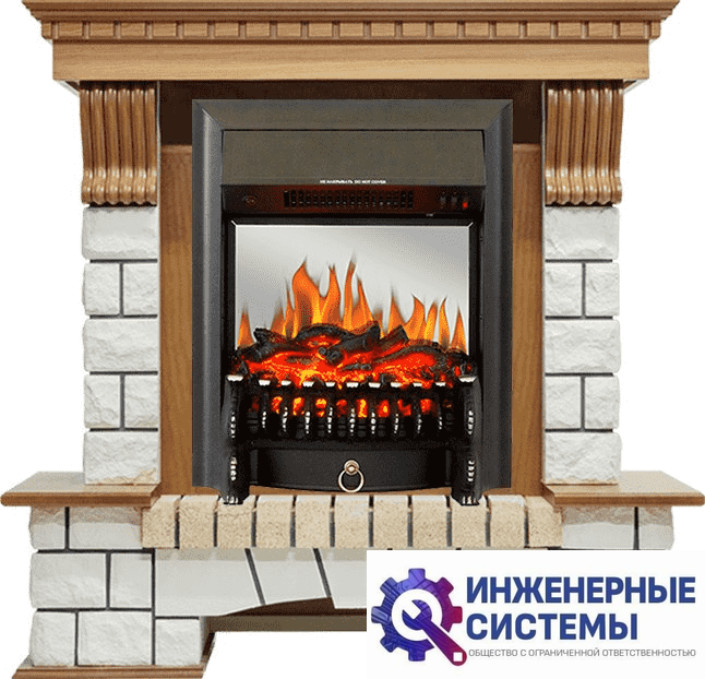 Каминокомплект Royal Flame Pierre Luxe Дуб/Белый с очагом Fobos FX M Black