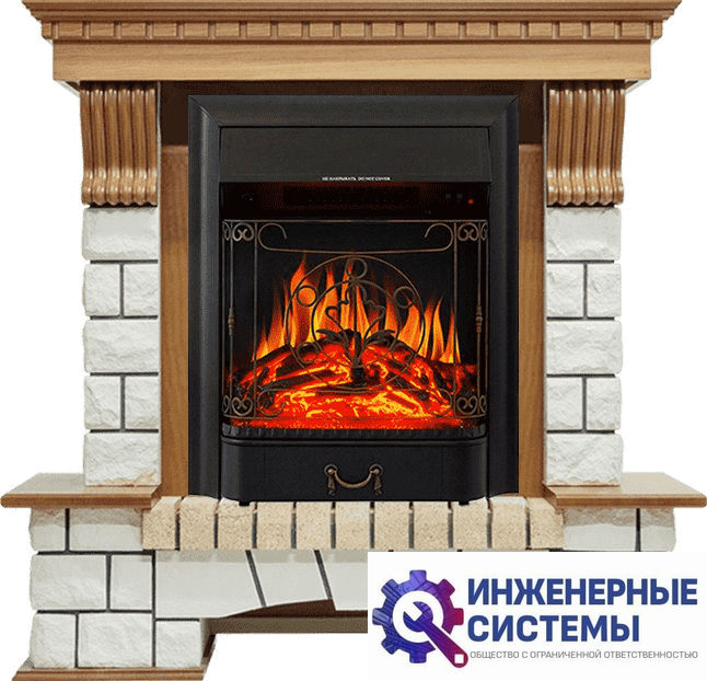 Каминокомплект Royal Flame Pierre Luxe Дуб/Белый с очагом Majestic FX Black