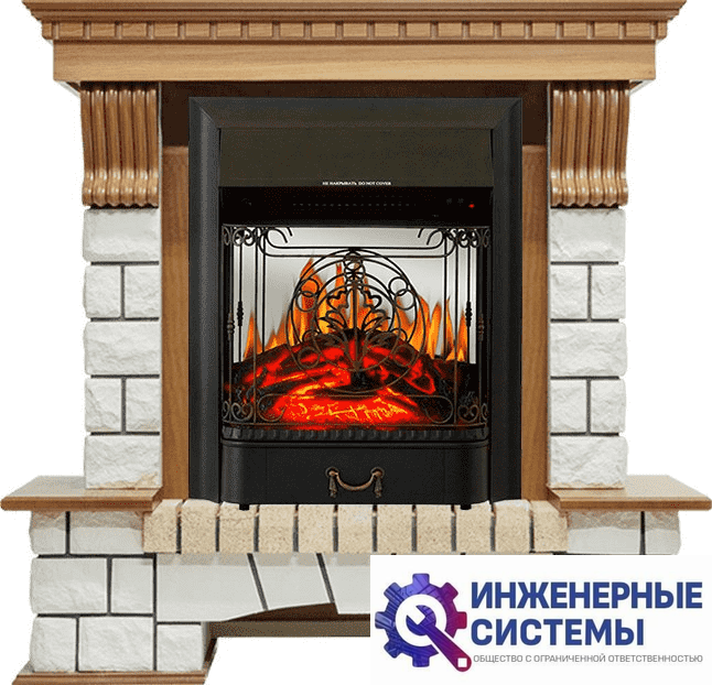 Каминокомплект Royal Flame Pierre Luxe Дуб/Белый с очагом Majestic FX M Black