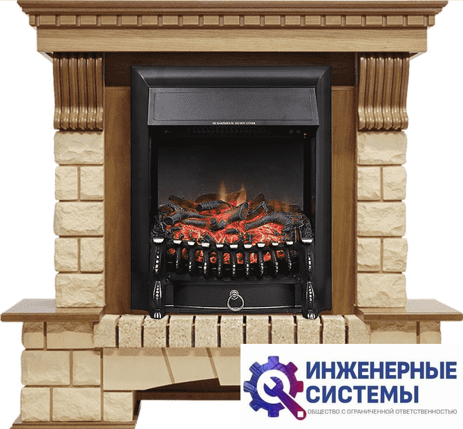 Каминокомплект Royal Flame Pierre Luxe Дуб/Шампань с очагом Fobos FX Black