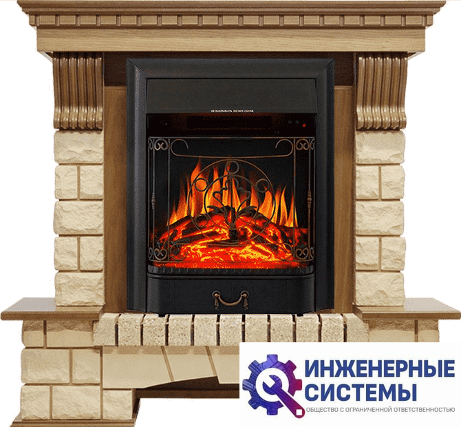Каминокомплект Royal Flame Pierre Luxe Дуб/Шампань с очагом Majestic FX Black