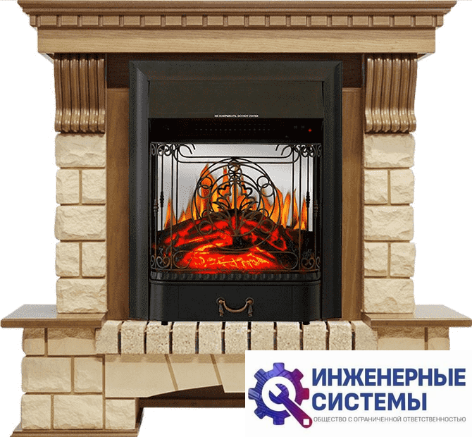 Каминокомплект Royal Flame Pierre Luxe Дуб/Шампань с очагом Majestic FX M Black