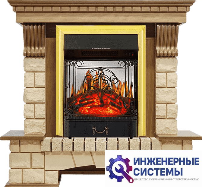 Каминокомплект Royal Flame Pierre Luxe Дуб/Шампань с очагом Majestic FX M Brass