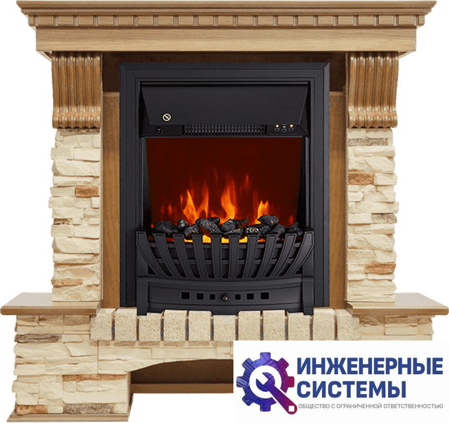 Каминокомплект Royal Flame Pierre Luxe Дуб/Сланец с очагом Aspen Black