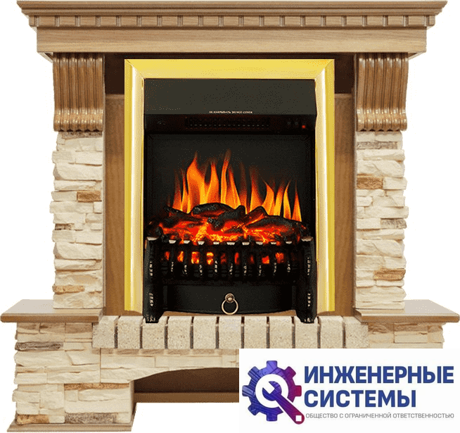 Каминокомплект Royal Flame Pierre Luxe Дуб/Сланец с очагом Fobos FX Brass