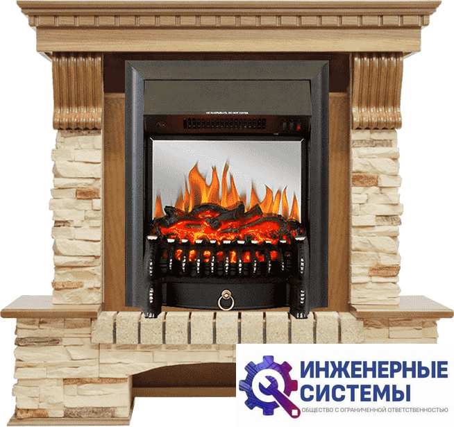 Каминокомплект Royal Flame Pierre Luxe Дуб/Сланец с очагом Fobos FX M Black