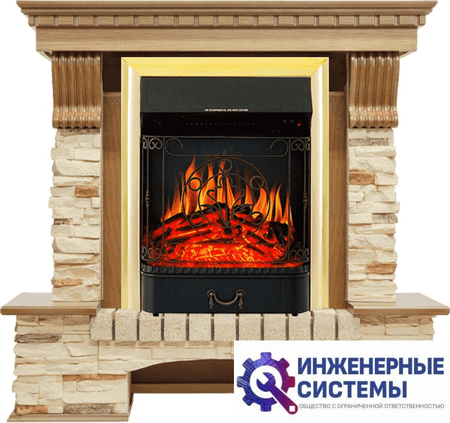 Каминокомплект Royal Flame Pierre Luxe Дуб/Сланец с очагом Majestic FX Brass упить