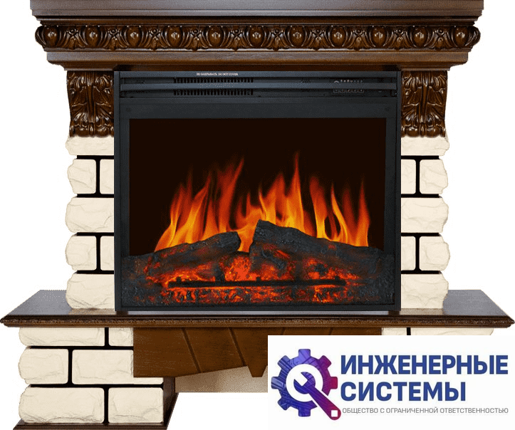 Каминокомплект Royal Flame Pierre Luxe LORD Темный дуб/Белый с очагом Jupiter FX New