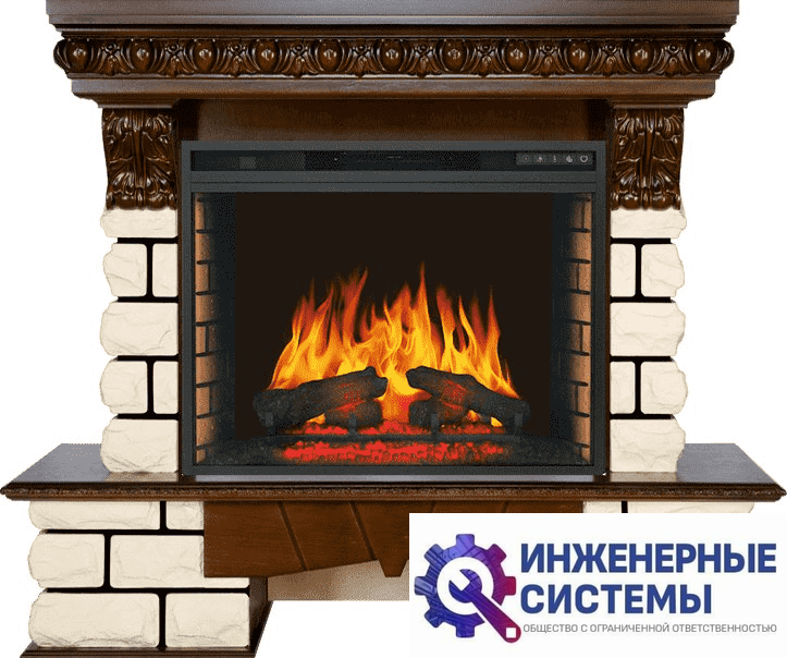Каминокомплект Royal Flame Pierre Luxe LORD Темный дуб/Белый с очагом Vision 28 EF LED FX