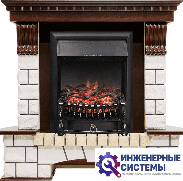 Каминокомплект Royal Flame Pierre Luxe Темный дуб/Белый с очагом Fobos FX Black