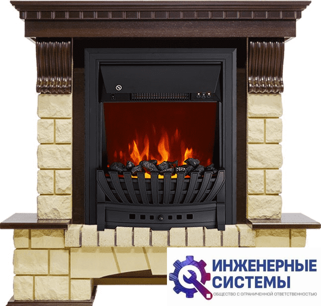 Каминокомплект Royal Flame Pierre Luxe Темный дуб/Шампань с очагом Aspen Black