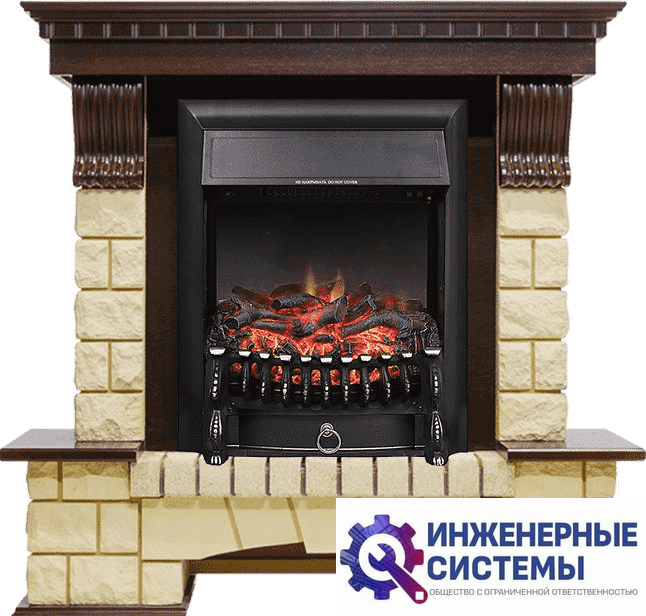 Каминокомплект Royal Flame Pierre Luxe Темный дуб/Шампань с очагом Fobos FX Black
