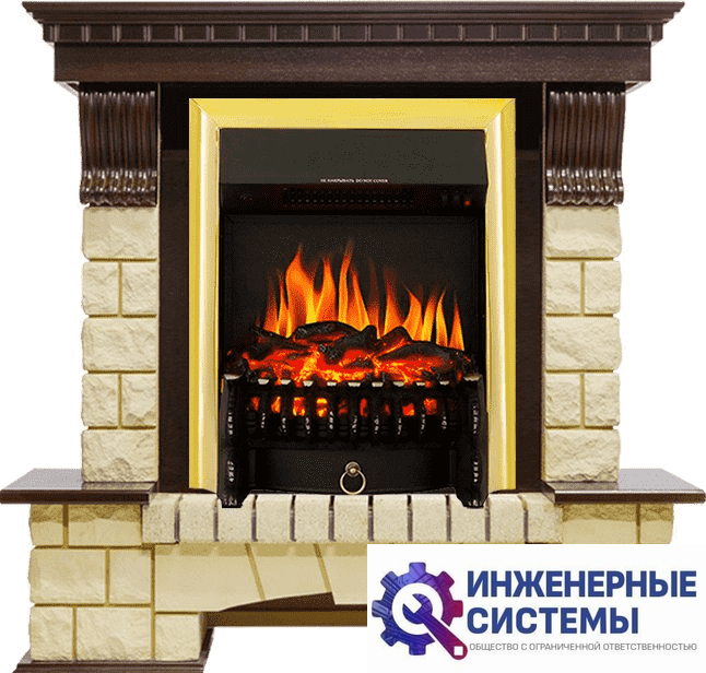 Каминокомплект Royal Flame Pierre Luxe Темный дуб/Шампань с очагом Fobos FX Brass