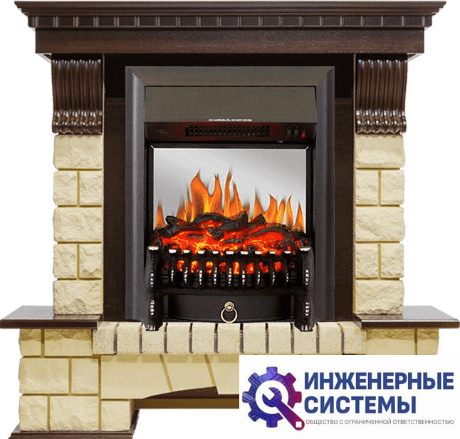 Каминокомплект Royal Flame Pierre Luxe Темный дуб/Шампань с очагом Fobos FX M Black