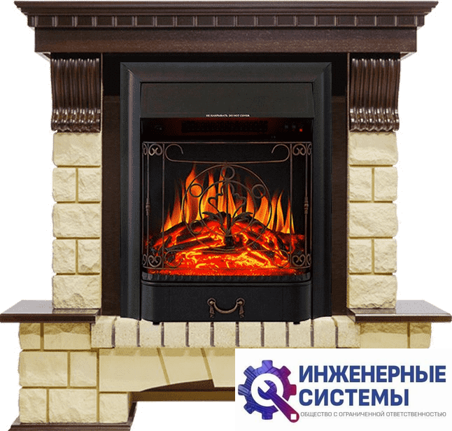 Каминокомплект Royal Flame Pierre Luxe Темный дуб/Шампань с очагом Majestic FX Black