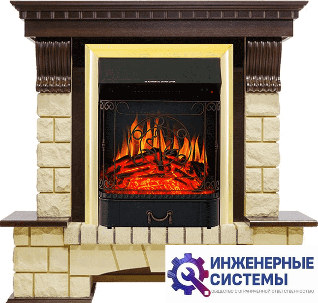 Каминокомплект Royal Flame Pierre Luxe Темный дуб/Шампань с очагом Majestic FX Brass