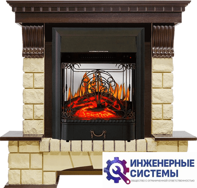 Каминокомплект Royal Flame Pierre Luxe Темный дуб/Шампань с очагом Majestic FX M Black